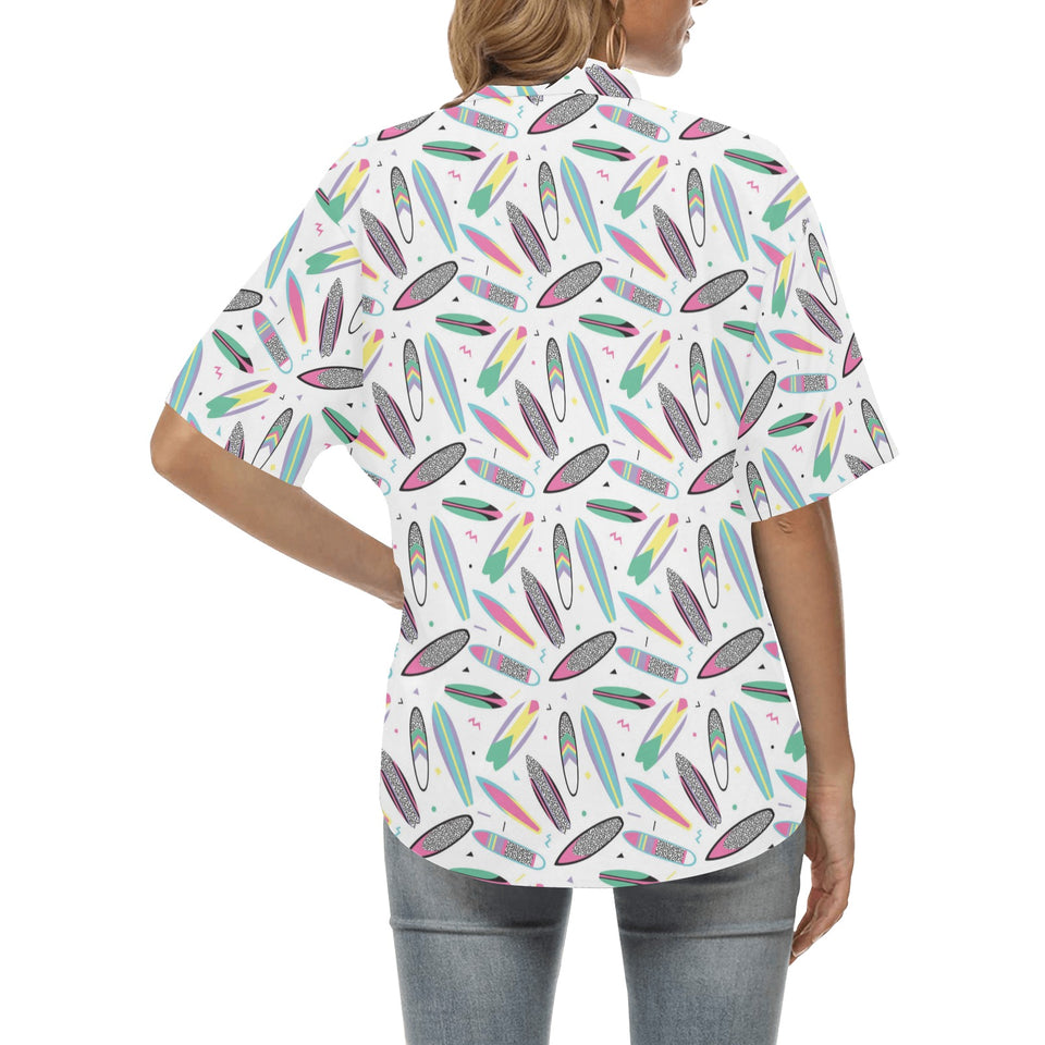Surfboard Pattern Print Design 04 Women's All Over Print Hawaiian Shirt
