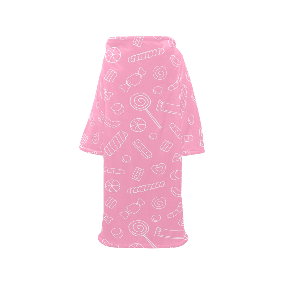 Sweet candy pink background Blanket Robe with Sleeves