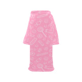 Sweet candy pink background Blanket Robe with Sleeves