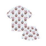 Cute pug hat rabbit costume pattern Kids' Boys' Girls' V-Neck Short Pajama Set