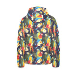Colorful parrot flower pattern Kids' Boys' Girls' Padded Hooded Jacket