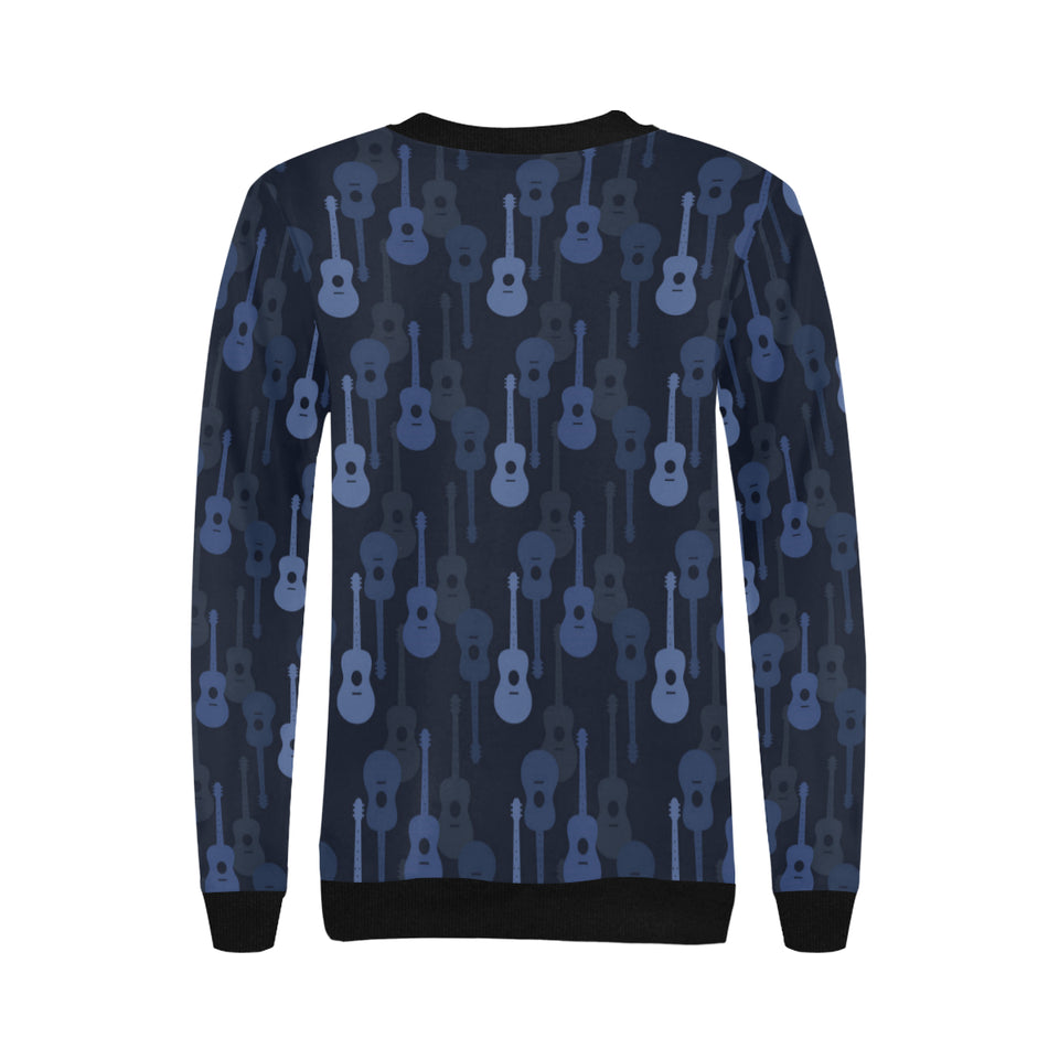 Blue Theme guitar pattern Women's Crew Neck Sweatshirt