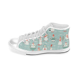 Cute snowman pattern Men's High Top Canvas Shoes White