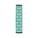Rainbow pattern green background Car Seat Belt Cover