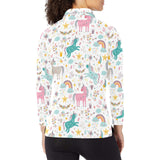 Colorful unicorn pattern Women's Long Sleeve Polo Shirt