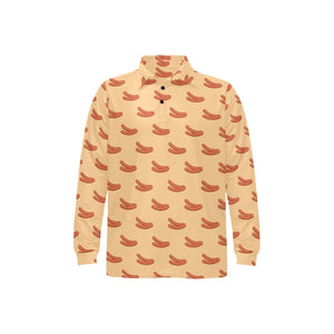 Sausage Pattern Print Design 03 Men's Long Sleeve Polo Shirt