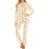 Golden Retriever Pattern Print Design 05 Women's Long Pajama Set