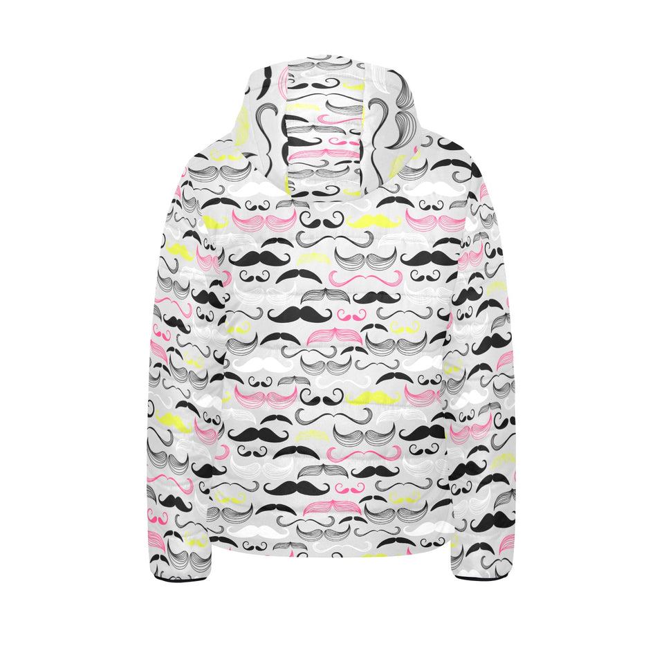 Mustache Beard Pattern Print Design 02 Kids' Boys' Girls' Padded Hooded Jacket