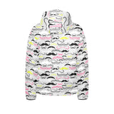Mustache Beard Pattern Print Design 02 Kids' Boys' Girls' Padded Hooded Jacket