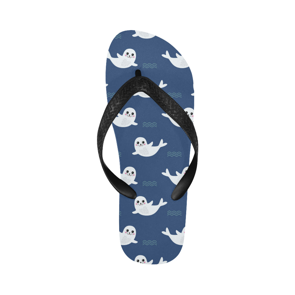 Cute white baby sea lion seal pattern Unisex Flip Flops