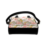 Pink flamingo birds pineapples hibiscus flower pat Shoulder Handbag