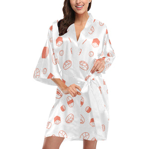 Sushi pattern Women's Short Kimono Robe