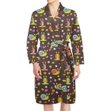 Snail Pattern Print Design 02 Men's Long Sleeve Belted Night Robe