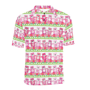 Teddy Bear Pattern Print Design 04 Men's All Over Print Polo Shirt