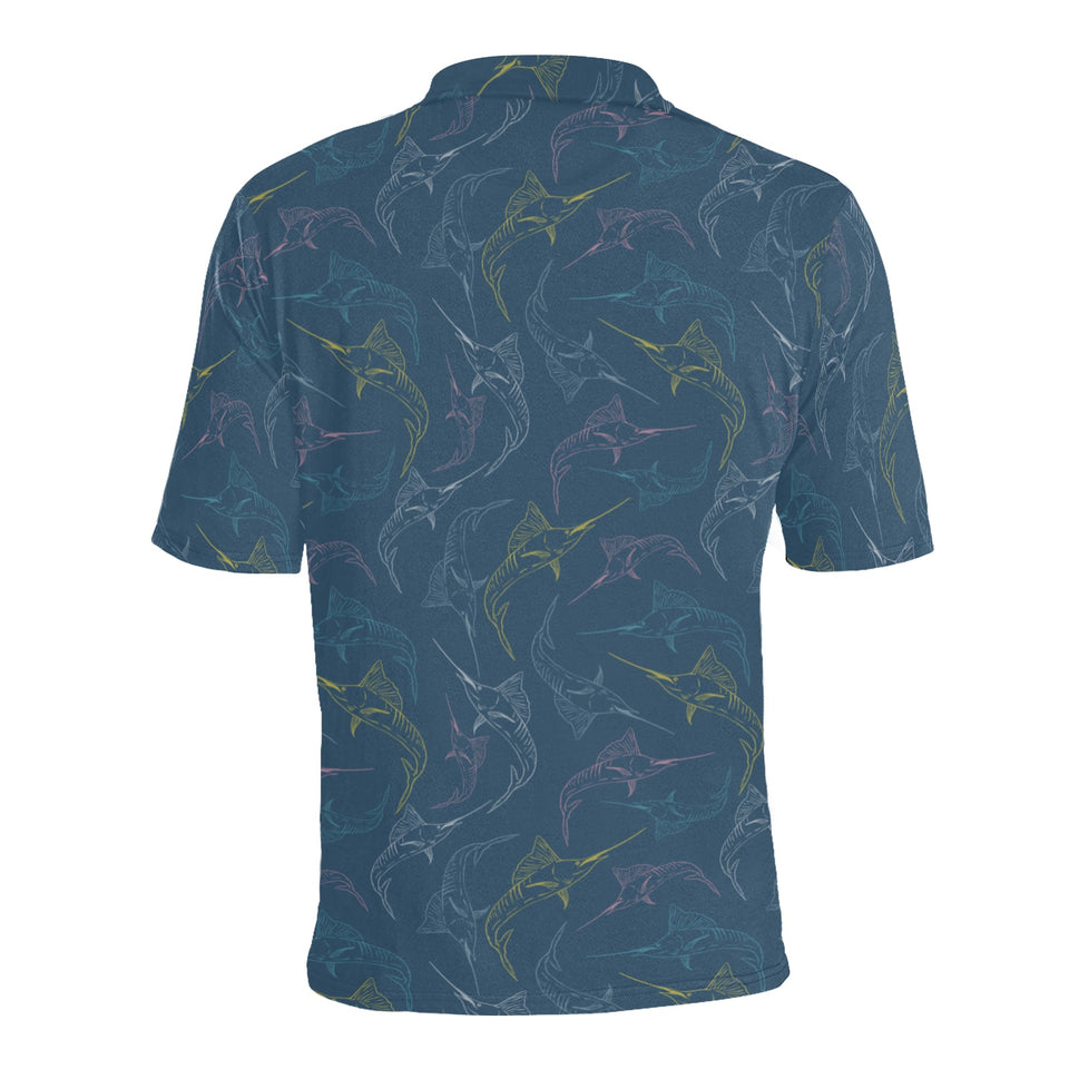 Swordfish Pattern Print Design 02 Men's All Over Print Polo Shirt