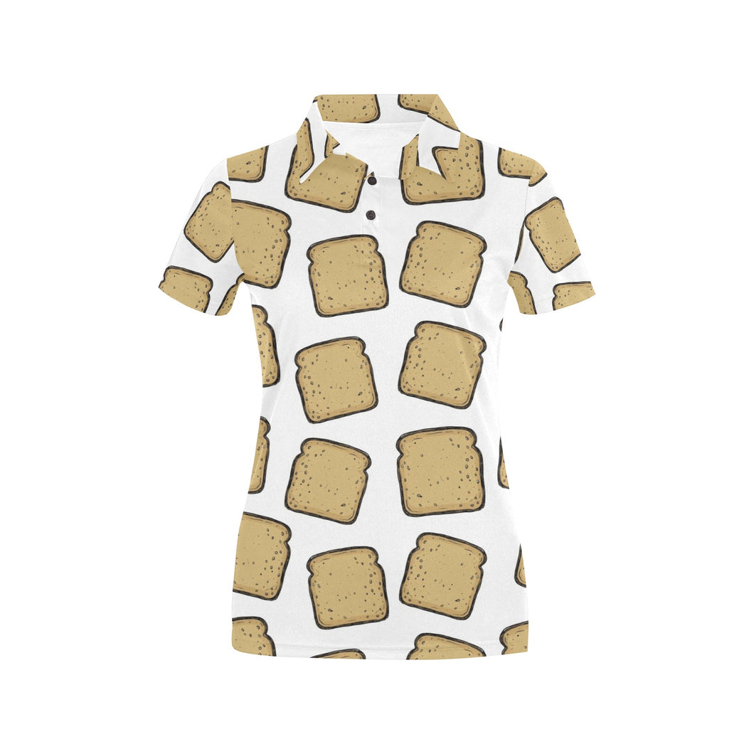 Bread Toast Pattern Print Design 03 Women's All Over Print Polo Shirt