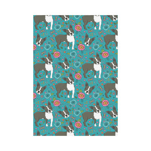 Boston terrier beautiful flower pattern House Flag Garden Flag