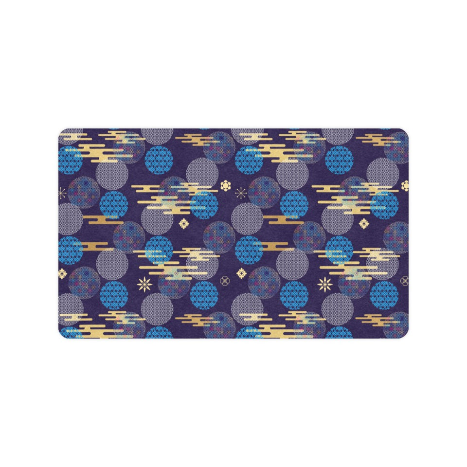 Blue japanese pattern cloud wave flower Doormat
