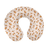 Cute Corgis Pattern pink background U-Shaped Travel Neck Pillow