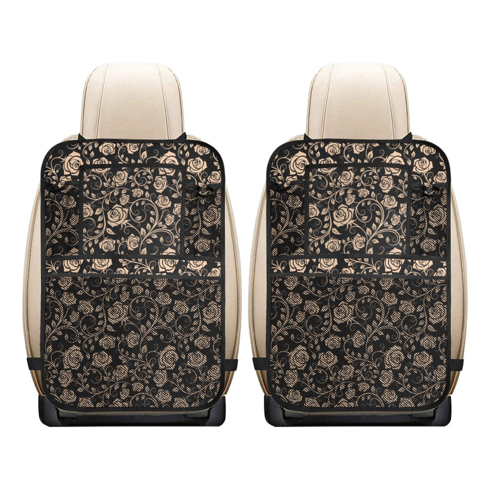Rose Pattern Print Design 04 Car Seat Back Organizer