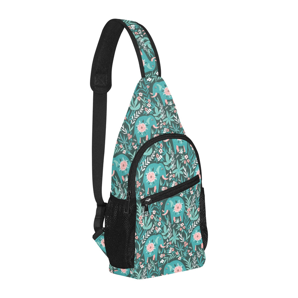 Elephants jungle pattern All Over Print Chest Bag