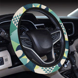 Toucan tropical leaves design pattern Car Steering Wheel Cover