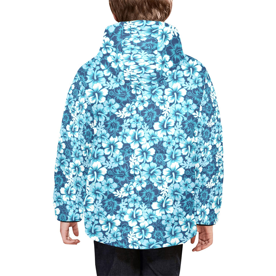 Hibiscus Pattern Print Design 03 Kids' Boys' Girls' Padded Hooded Jacket