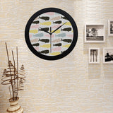 Whale dot pattern Elegant Black Wall Clock