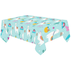 Llama alpaca cactus leaves pattern Tablecloth