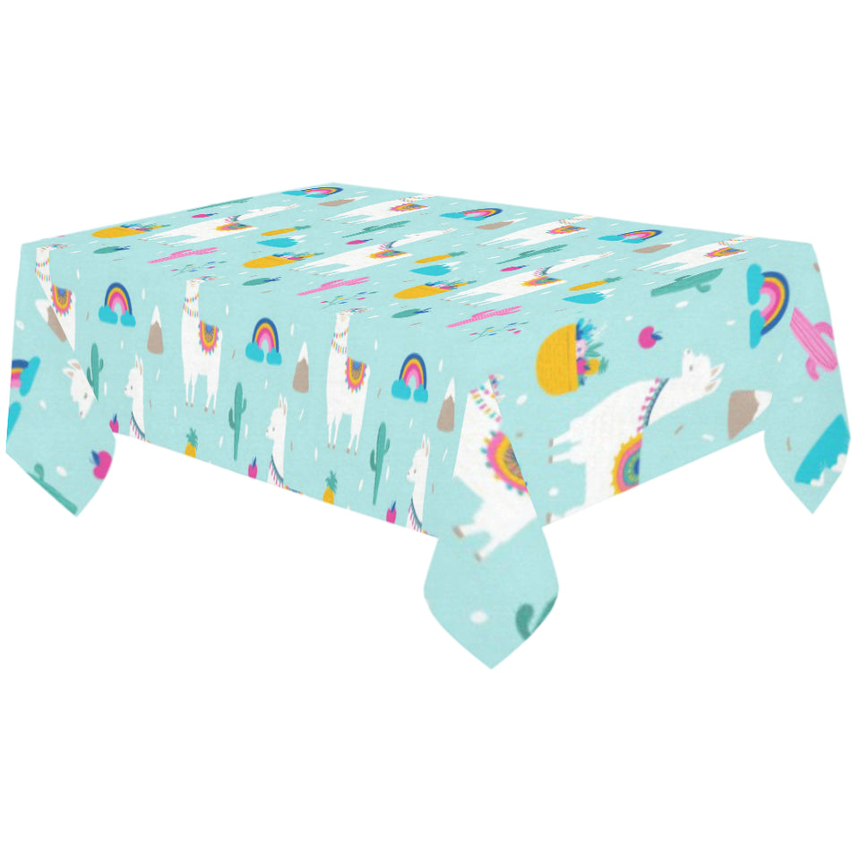 Llama alpaca cactus leaves pattern Tablecloth