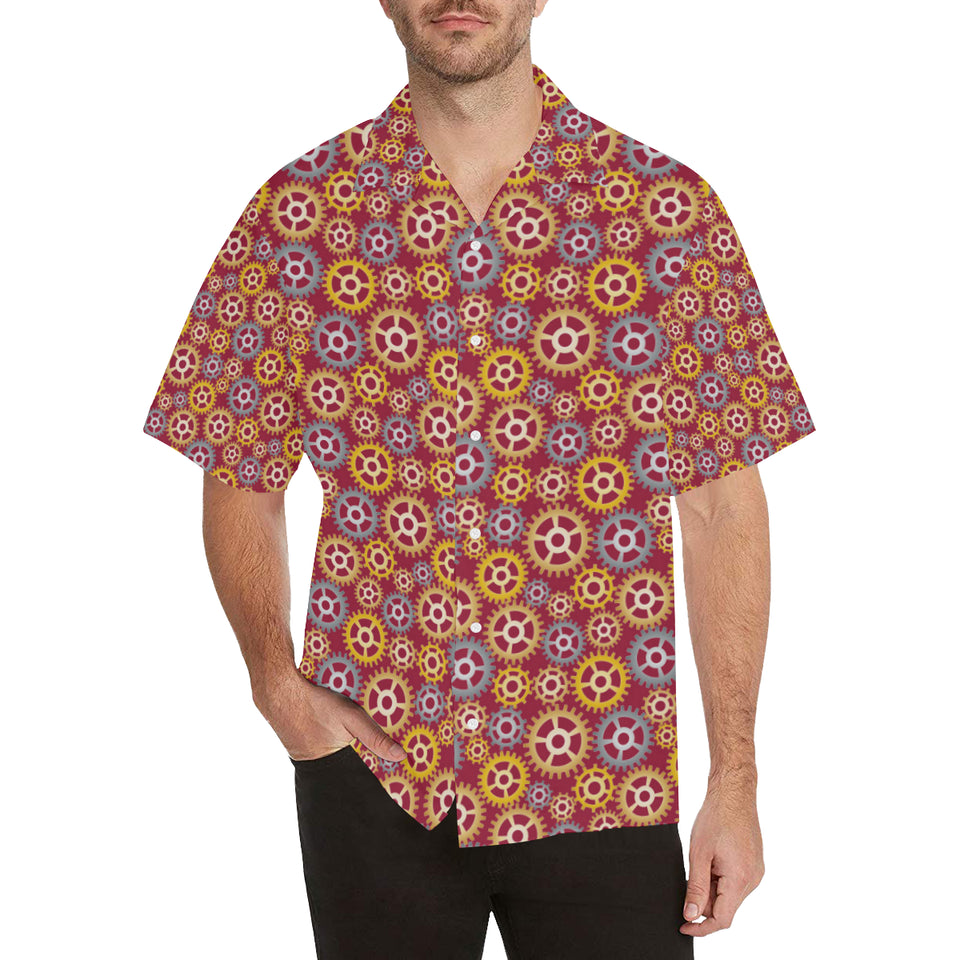 Gear Pattern Print Design 04 Men's All Over Print Hawaiian Shirt (Model T58)