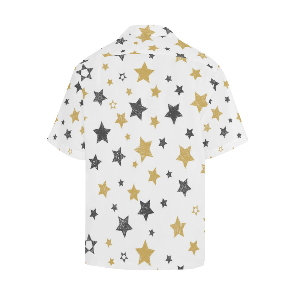 hand drawn gold black star pattern Men's All Over Print Hawaiian Shirt