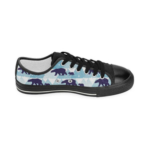 polar bear winter snow pattern Kids' Boys' Girls' Low Top Canvas Shoes Black