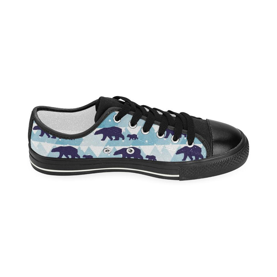polar bear winter snow pattern Kids' Boys' Girls' Low Top Canvas Shoes Black