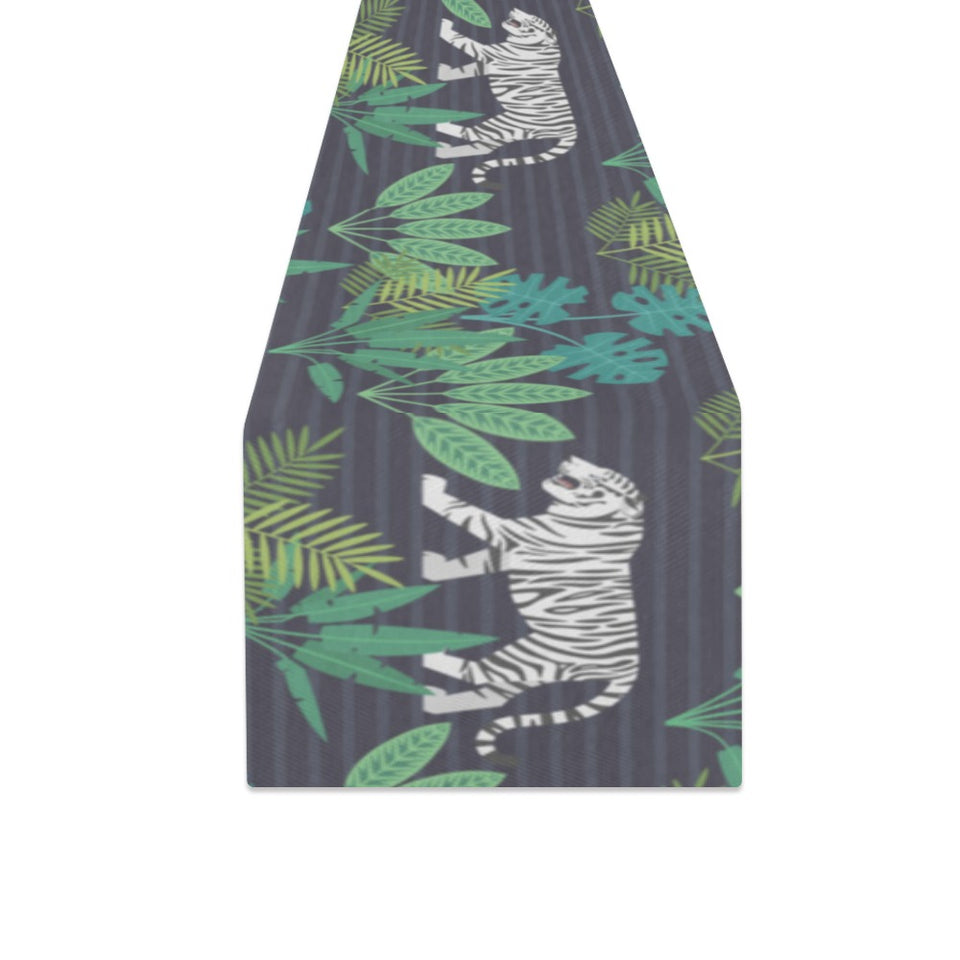 white bengal tigers tropical plant Table Runner
