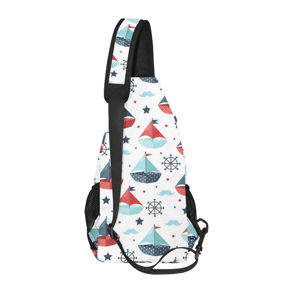 Cute color paper sailboat pattern All Over Print Chest Bag
