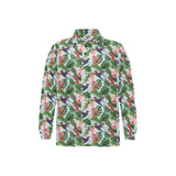 Hummingbird Pattern Print Design 05 Men's Long Sleeve Polo Shirt