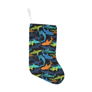 Colorful shark Christmas Stocking