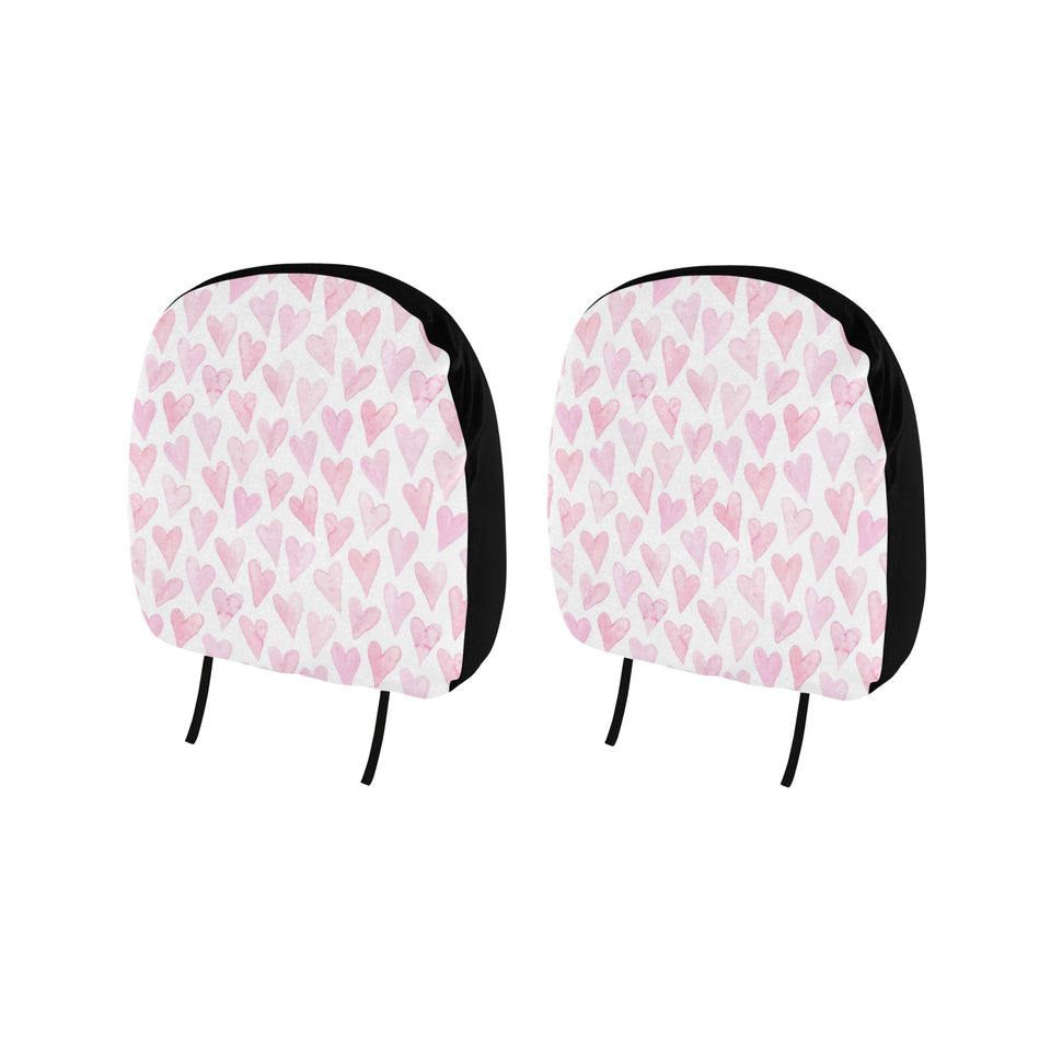 Watercolor pink heart pattern Car Headrest Cover