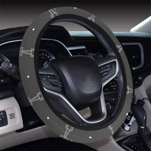 Engine Piston Black Background Pattern Print Desig Car Steering Wheel Cover