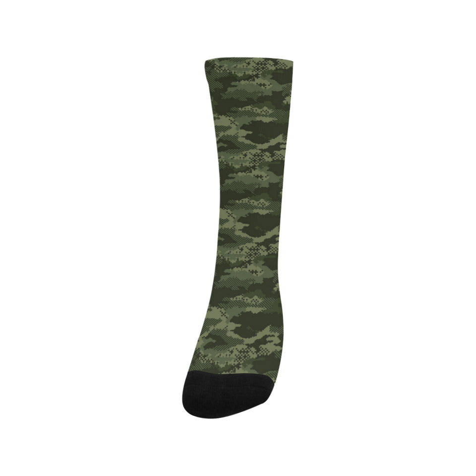 Digital Green camouflage pattern Crew Socks