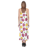 Passion fruit design pattern V-Neck Open Fork Long Dress