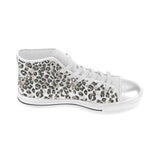 Leopard skin print pattern Women's High Top Canvas Shoes White
