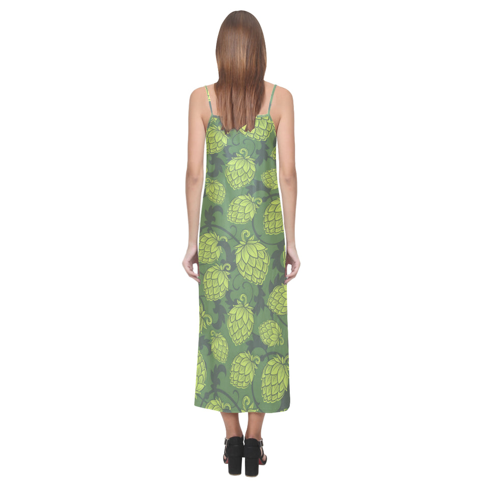 Hop pattern Hop cone background V-Neck Open Fork Long Dress