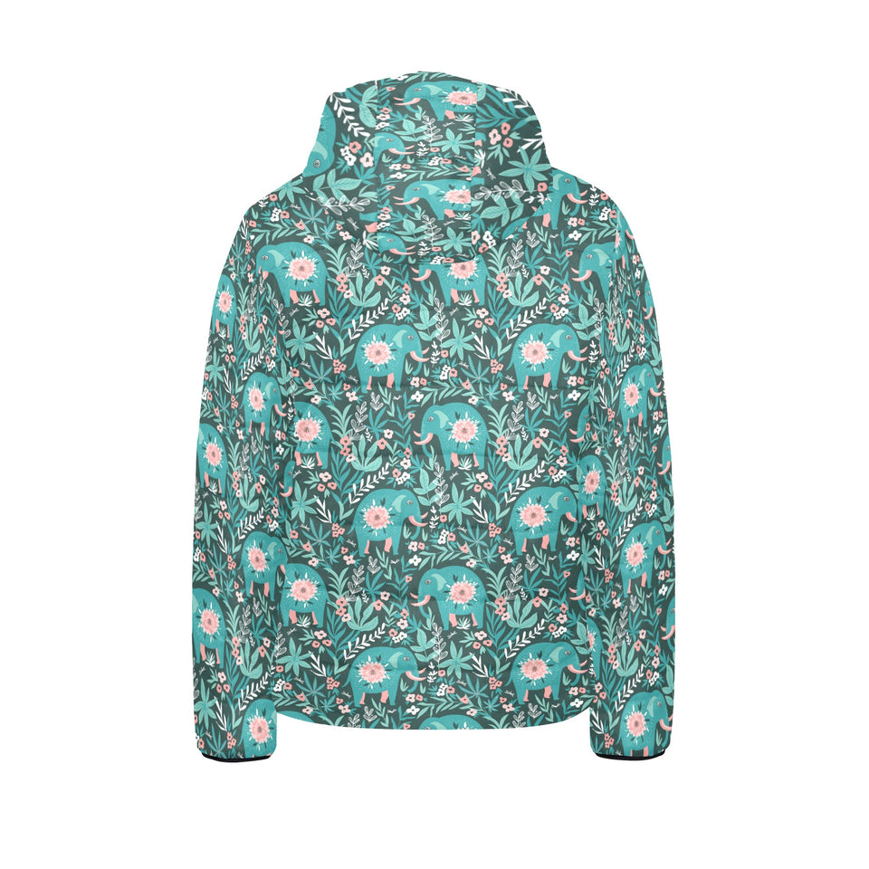 Elephants jungle pattern Kids' Boys' Girls' Padded Hooded Jacket