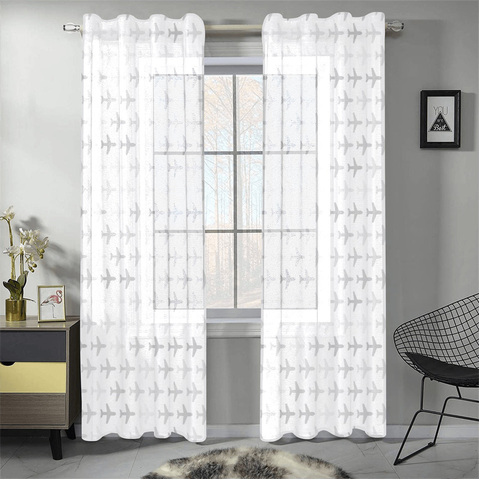 Airplane print pattern Gauze Curtain