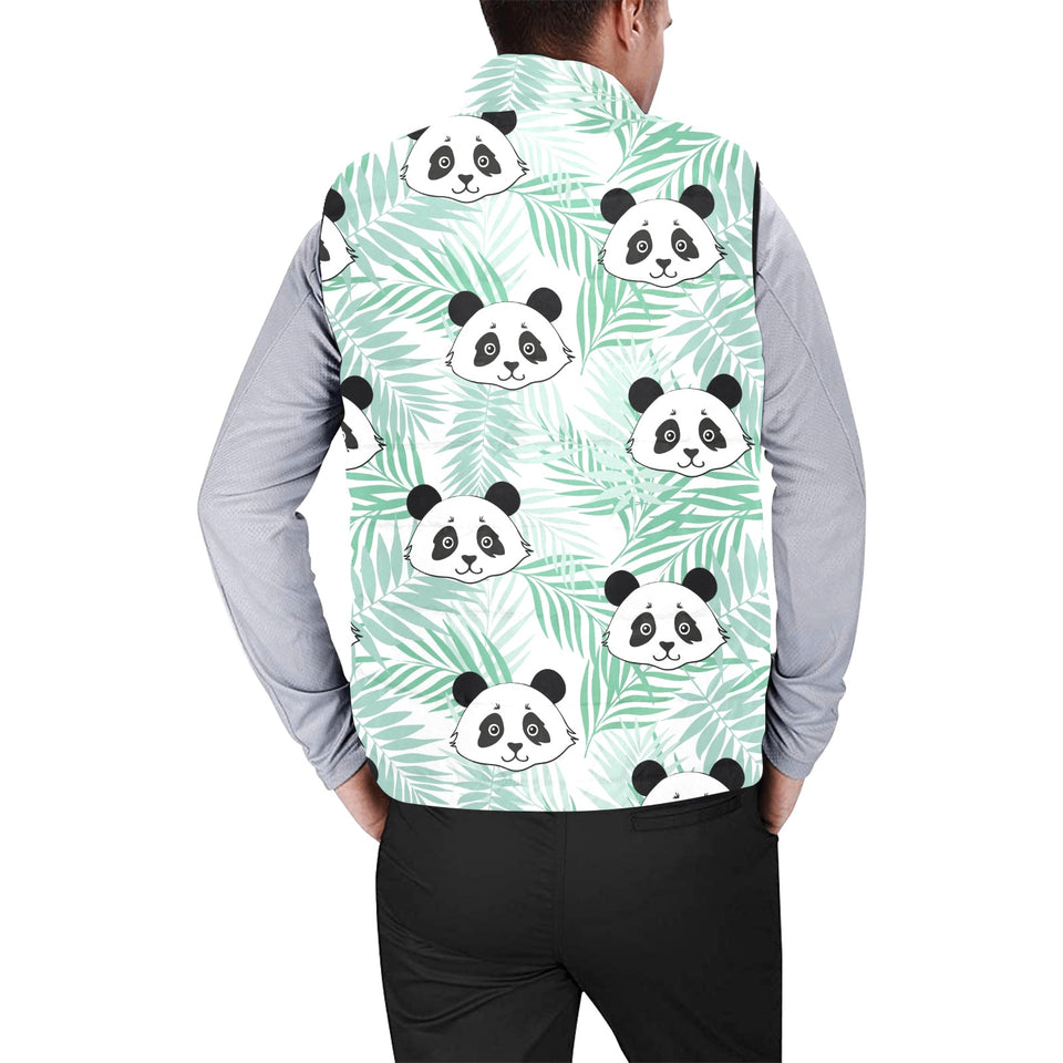 Panda pattern tropical leaves background Men's Padded Vest