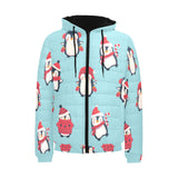 Cute penguin christmas design pattern Men's Padded Hooded Jacket