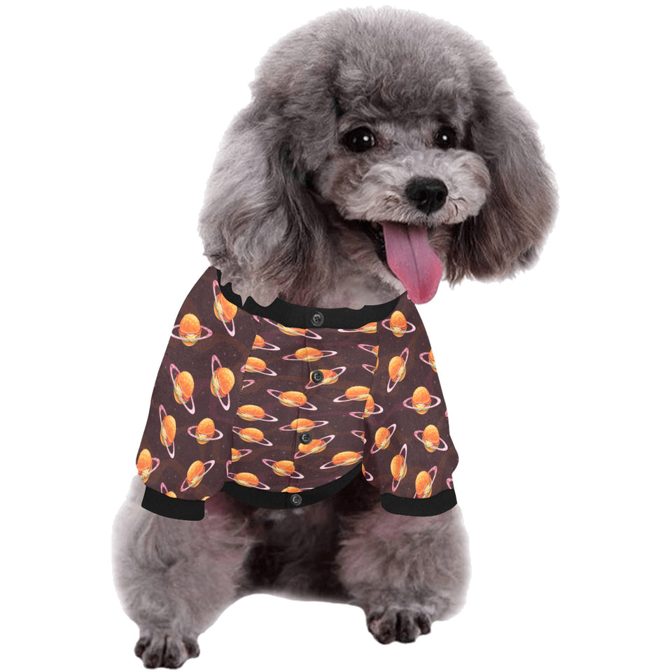 Hamburger Pattern Print Design 05 All Over Print Pet Dog Round Neck Fuzzy Shirt