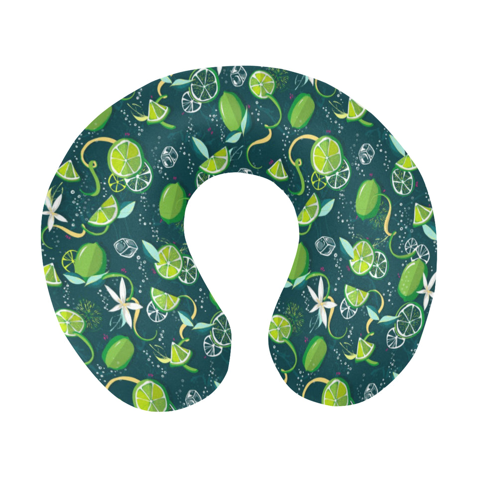 Lime ice flower pattern U-Shaped Travel Neck Pillow